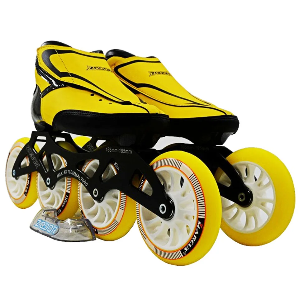 

JEERKOOL 6 Layer Carbon Fiber Inline Speed Skates Yellow Green 4*110 Kid Adult Street Racing Sport Shoes Training Patines SH11