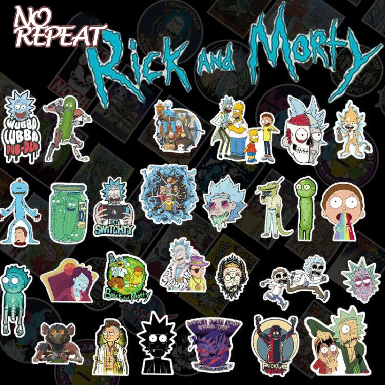 100 шт./компл. Drama Pickle Rick And Morty наклейка s для сноуборда ноутбука багаж автомобильный