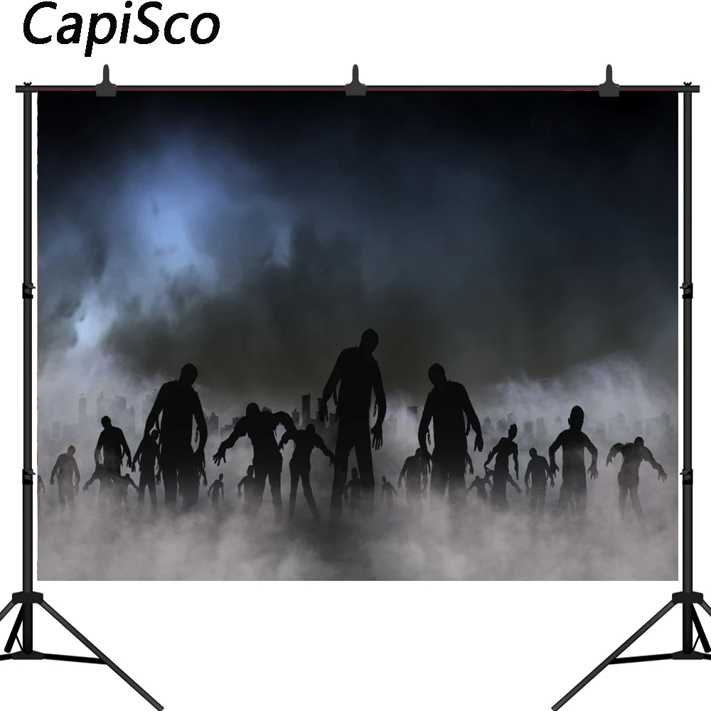 Capisco фото фон Хэллоуин Страшные зомби дым ужасное украшение на Фотостудия|backgrounds