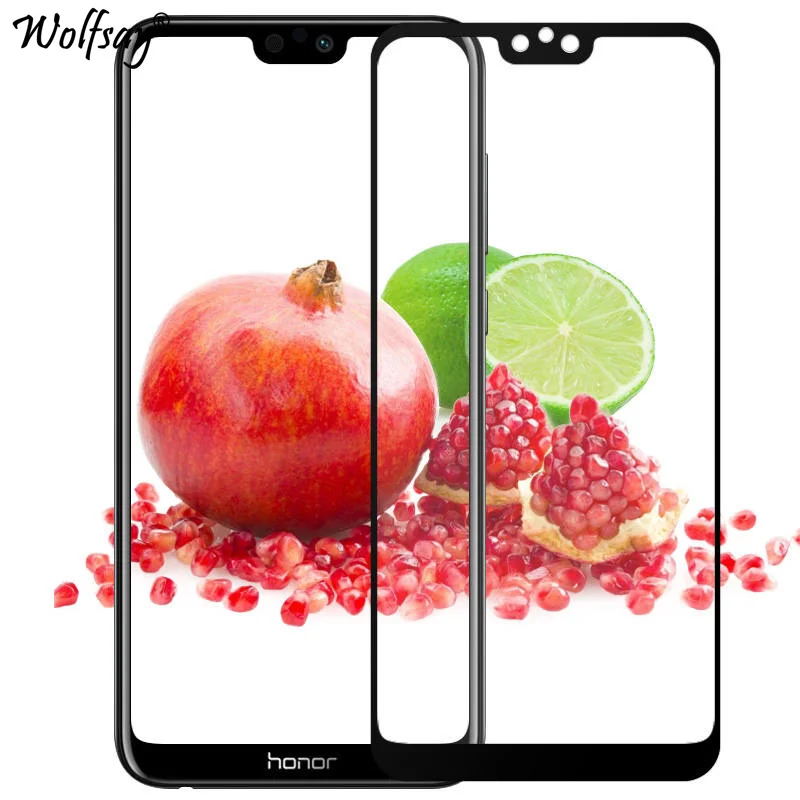Wolfsay полное покрытие закаленное стекло для Huawei Honor 9N защита экрана 9H цветное 9i 2018