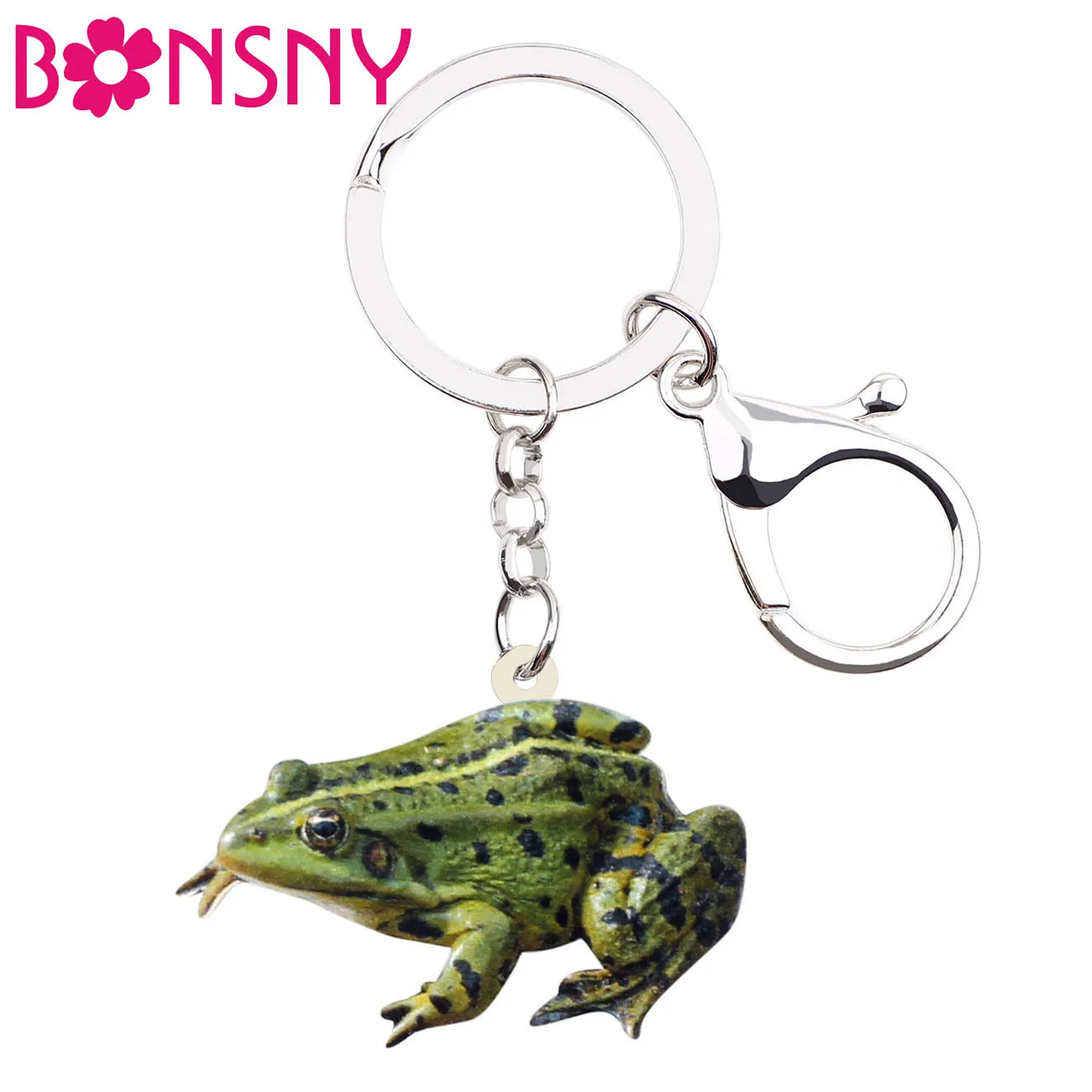 

Bonsny Acrylic Frog Key Chain Keychains Rings Holder Unique Novelty Animal Jewelry For Women Girls Bag Car Wallet Charms Pendant