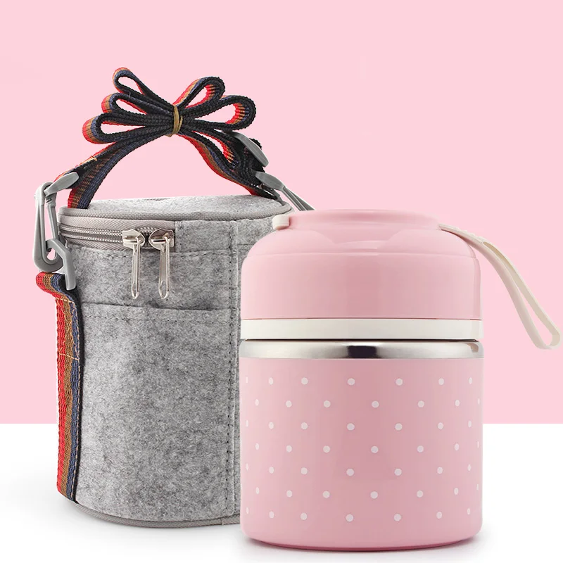 Bento Box 304 из нержавеющей стали, Детские коробки для ланча, пластиковые герметичные переносные контейнеры для хранения еды, белый мешок, наборы для приготовления еды, японские - Цвет: 1 layer pink and bag