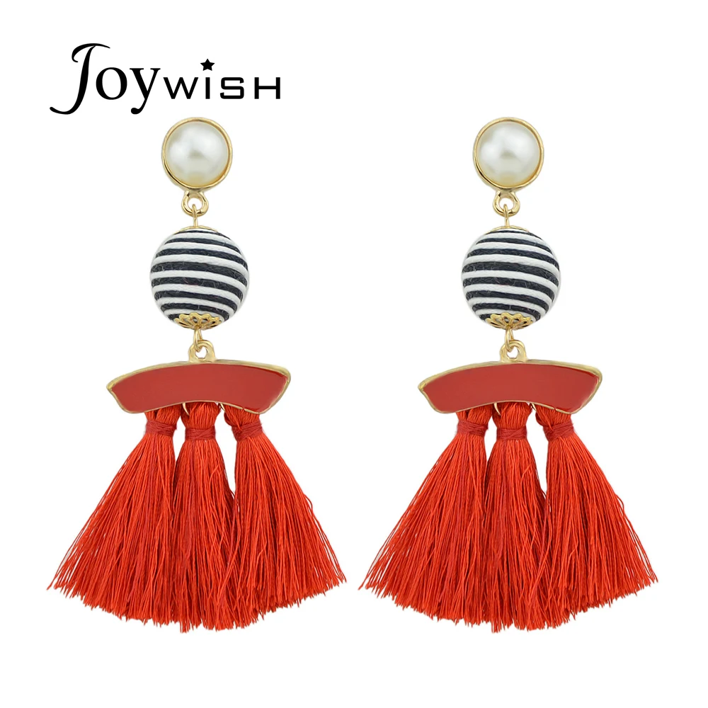 Joywish Bijoux украшения золото Цвет Серьги моделируется жемчужина с ful кисточкой
