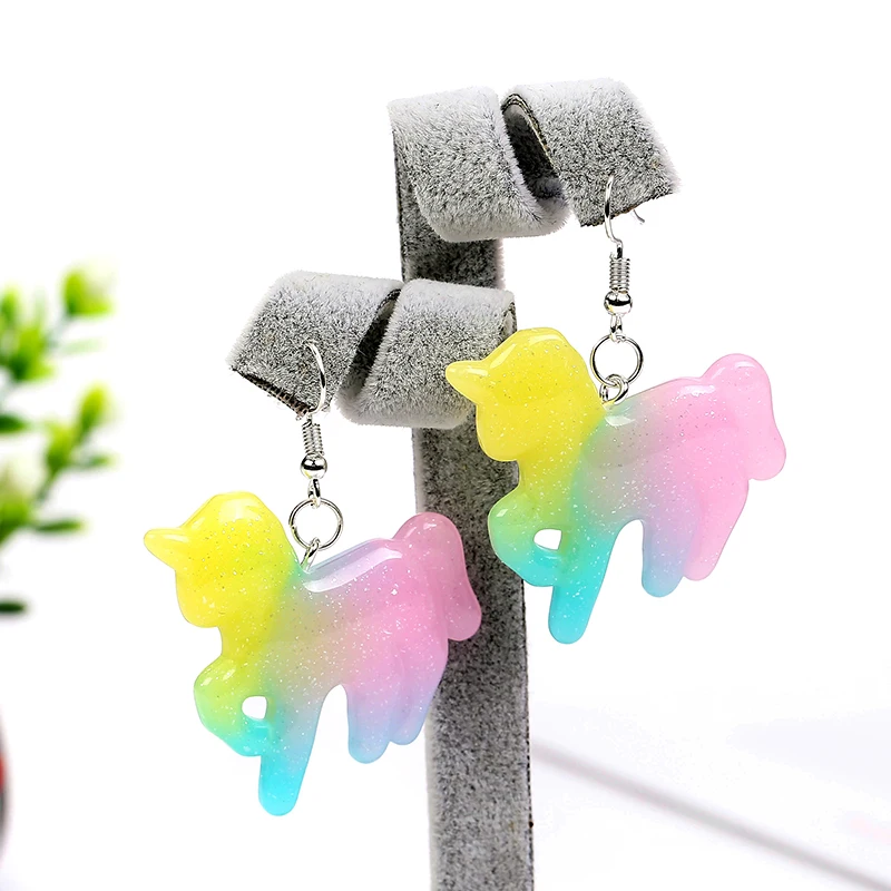 1 пара модные серьги с единорогом полимерная серьга для подарка на день рождения