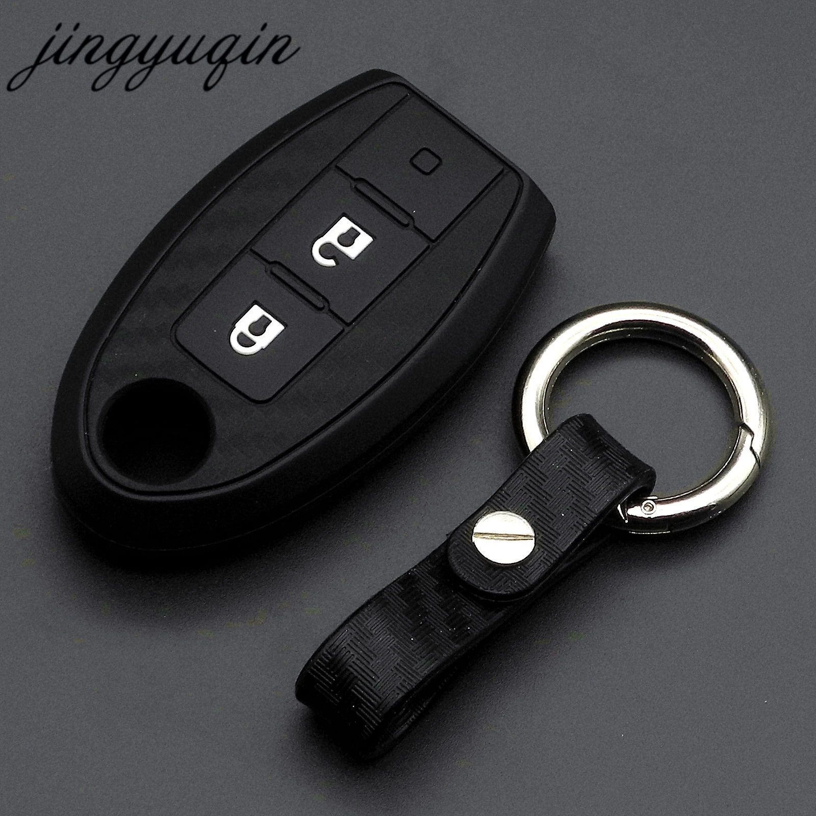 jingyuqin Carbon Fiber Silicone Key Cover For Nissan Almera Altima Armada Qashqai Cefiro Cube Juke Livina March Maxima Fob Case |