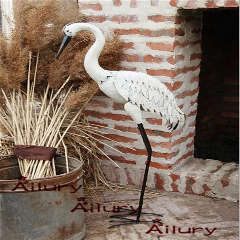 High 95cm Iron White Tall Cranes Waterfowl Ornaments,Detachable,Garden Villa Decoration Housewarming Gifts Animal Outdoor