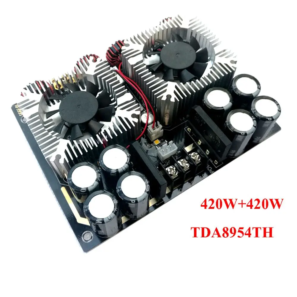 LEORY 420 Вт* 2 AC 24 В tda8954-й двухъядерный цифровой аудио усилитель плата с процессорным вентилятором Hifi двухканальный усилитель