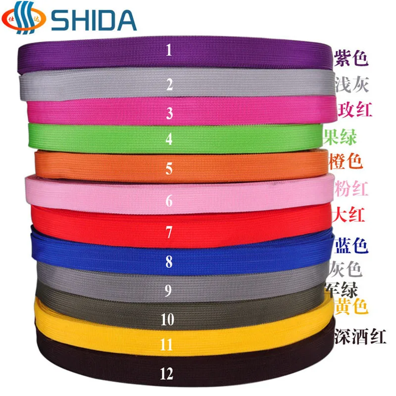 Лента полипропиленовая однотонная для сумок чемоданов рюкзаков 10 ярдов/рулон 3/4