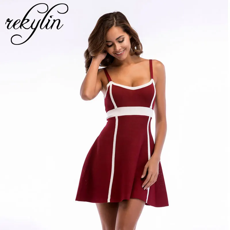 2019 Бандажное платье Новое поступление летнее Красное Облегающее Платье с v