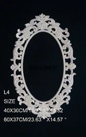 l4 48x30cm wood carved round onlay applique unpainted frame door decal working carpenter mirror decoration