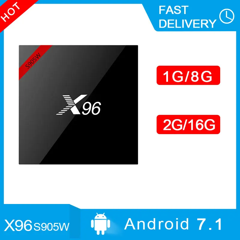 X96W Smart Android tv Box 7 1. Mini BT ТВ Amlogic S905W Процессор 1G/8G 2G/16G Поддержка 2 4 ГГц Wi Fi HD 4k H.265 PK