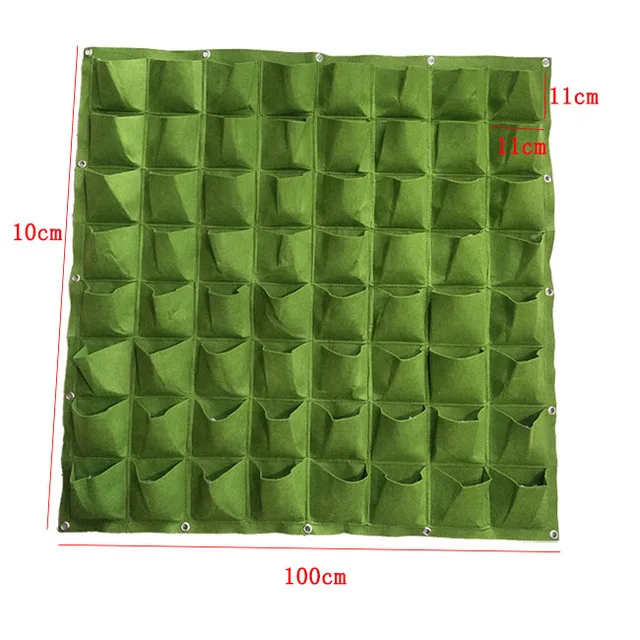 64 Pockets 100x100cm Вертикальная настенная сумка для выращивания, 64/72 карманов, зеленые посадочные сумки, садоводство, овощи, садовая сумка для рассады, товары для дома - Цвет: 64 Pockets 100x100cm
