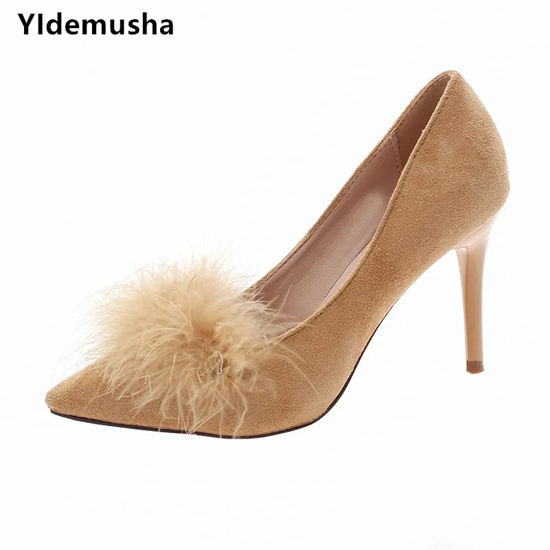 

2018 New Arrival Spring Autumn Pointed Toe Shoes Women Pumps Fashion Solid Flock Shallow High Heels Casual PU Shoes for Women