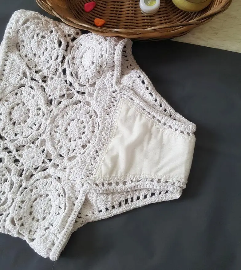 Кружевной вязаный купальник с высокой талией Бразильский бикини Женский