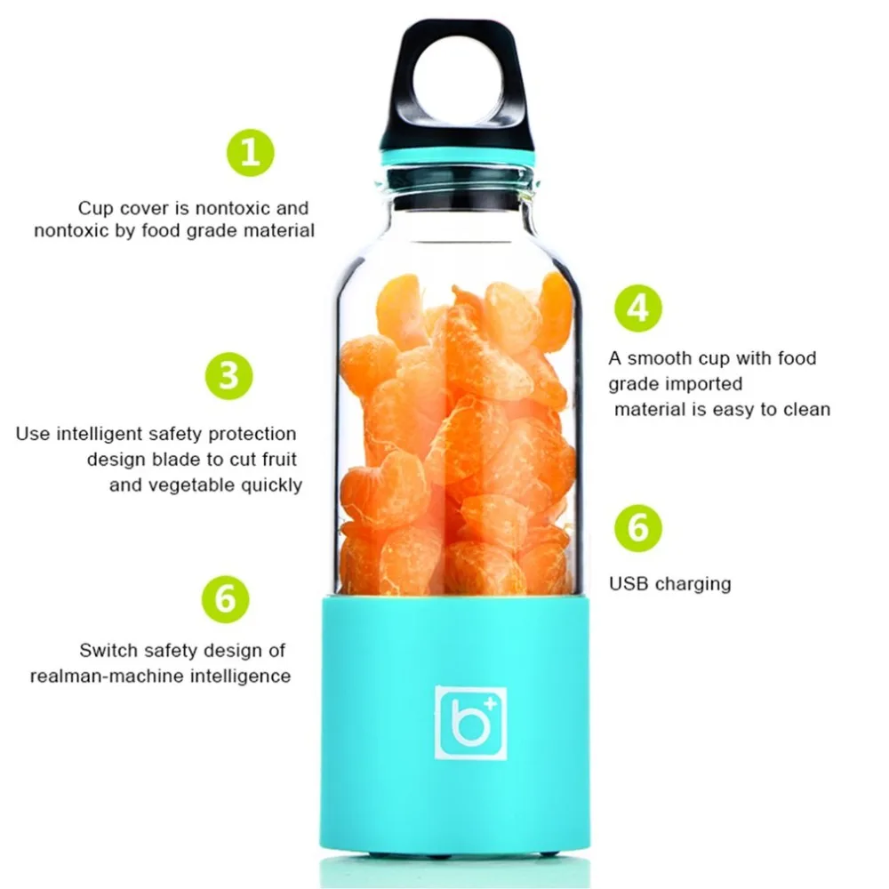 500 ML Портативный электрическая соковыжималка Кубок USB Перезаряжаемые блендер для фруктовых коктейлей соковыжималки соковыжималка для пищевые комбинаты смеситель