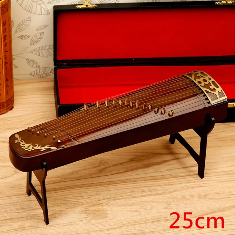 25cm Миниатюрная модель guzheng Реплика с подставкой и чехол Мини-зитер мини музыкальный инструмент украшения китайские традиционные подарки - Цвет: 25cm