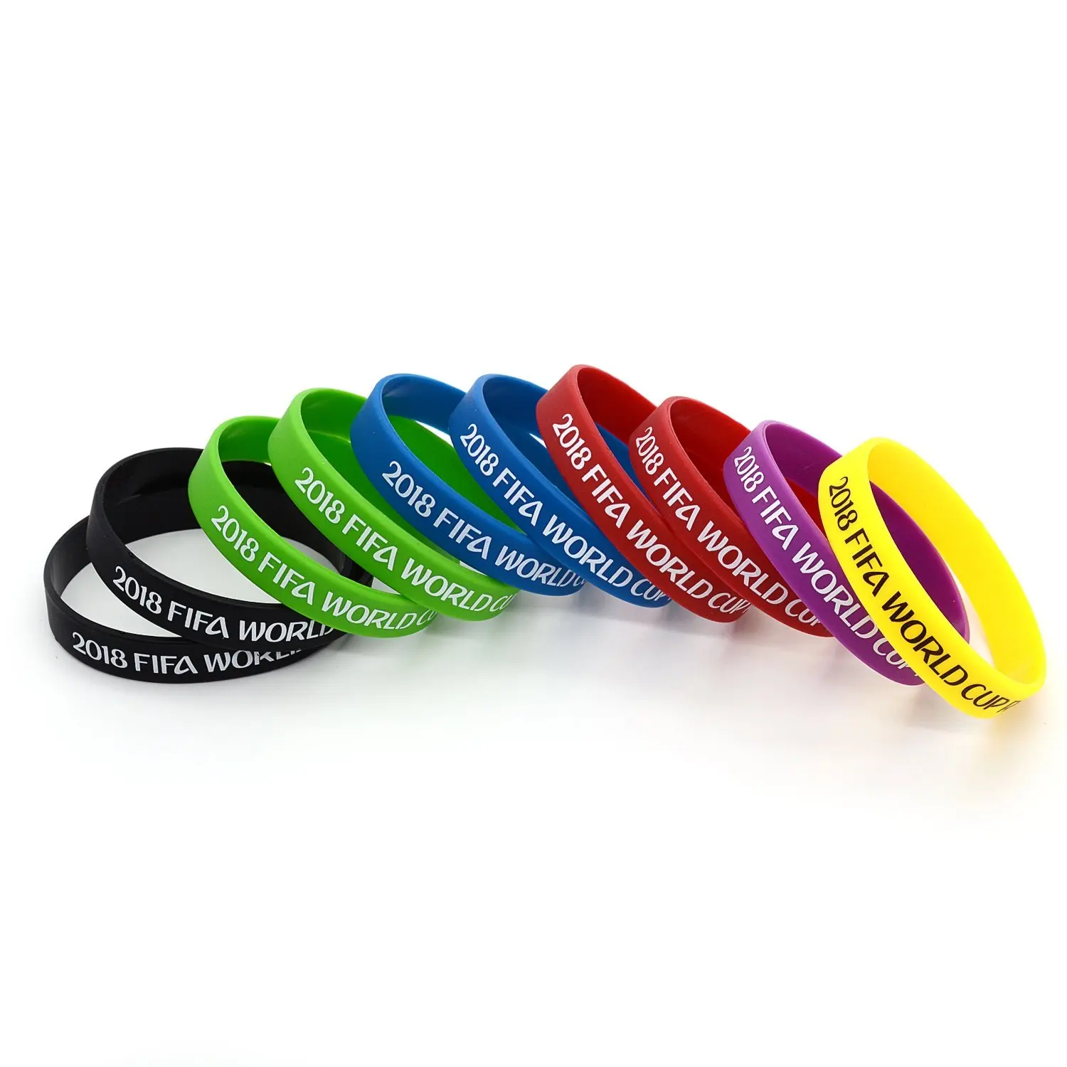 

Customized 2018 WORLD CUP Soccer Sports Silicone Bracelets 30-Piece Set, Soft and Durable Wristbands Non-Toxic Hypoallergenic