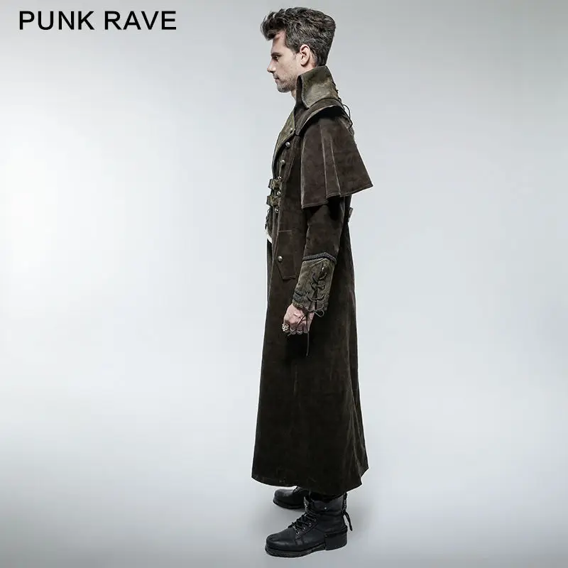 Мужская длинная куртка VTG Regency коричневое пальто в стиле стимпанк Y654|men coat|punk rave