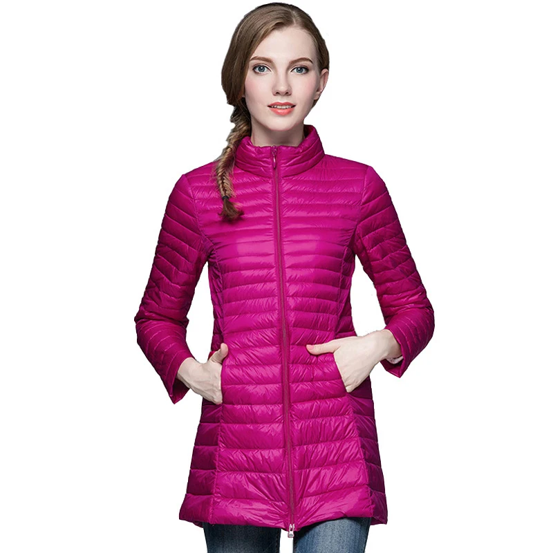 

Winter Women Ultra Light Down Jacket 90% Duck Down Long Jackets Long Sleeve Warm Slim Coats Womens Parka Female Portabl Outwear