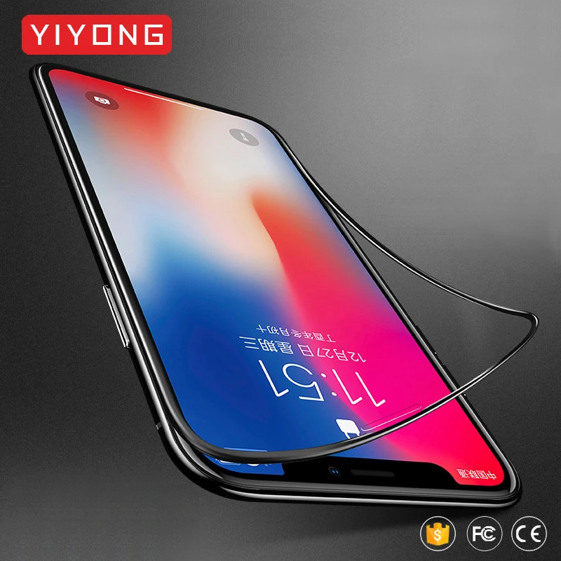 YIYONG 3D мягкий край стекла для iPhone 6 6S 7 8 Plus Закаленное стекло протектор экрана X Xs Max