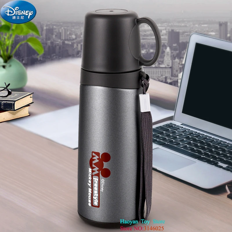 Натуральная disney Кубок мультфильм детей двойного назначения офис кружка Для мужчин Портативный ученики Нержавеющая сталь чайник герметичность DIY надписи