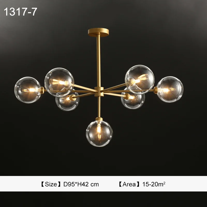 7 lights Минималистичный Золотой светодиодный светильник для кафе, гостиной, ресторана, подвесной светильник, винтажный домаш - Цвет абажура: 7 lights