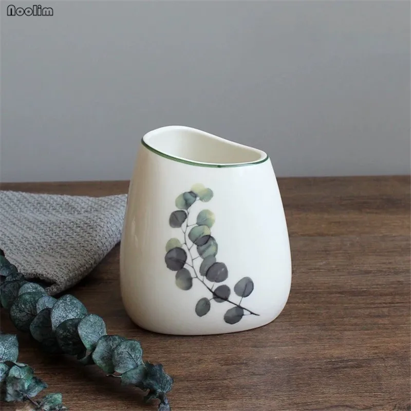 Toothbrush Holder 6 шт./компл. нордическое зеленое растение керамической держатель для зубной щетки стакан диспенсер для мыла Простые Свадебные Аксессуары для ванной комнаты Меламиновый поднос - Цвет: Toothbrush Holder
