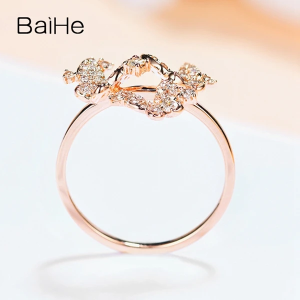 BAIHE Solid 14 K розовое золото всего 0.39ct сертифицированные H/SI натуральные Алмазы обручальные женские модные ювелирные изделия Подарочное кольцо