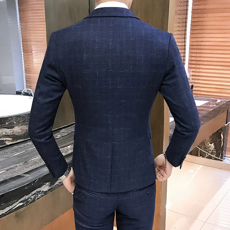 

Costumes Homme Slim Business Casual Clothing Groomsman Three Pieces Suit Blazers Jacket Pants Trousers Vest Sets