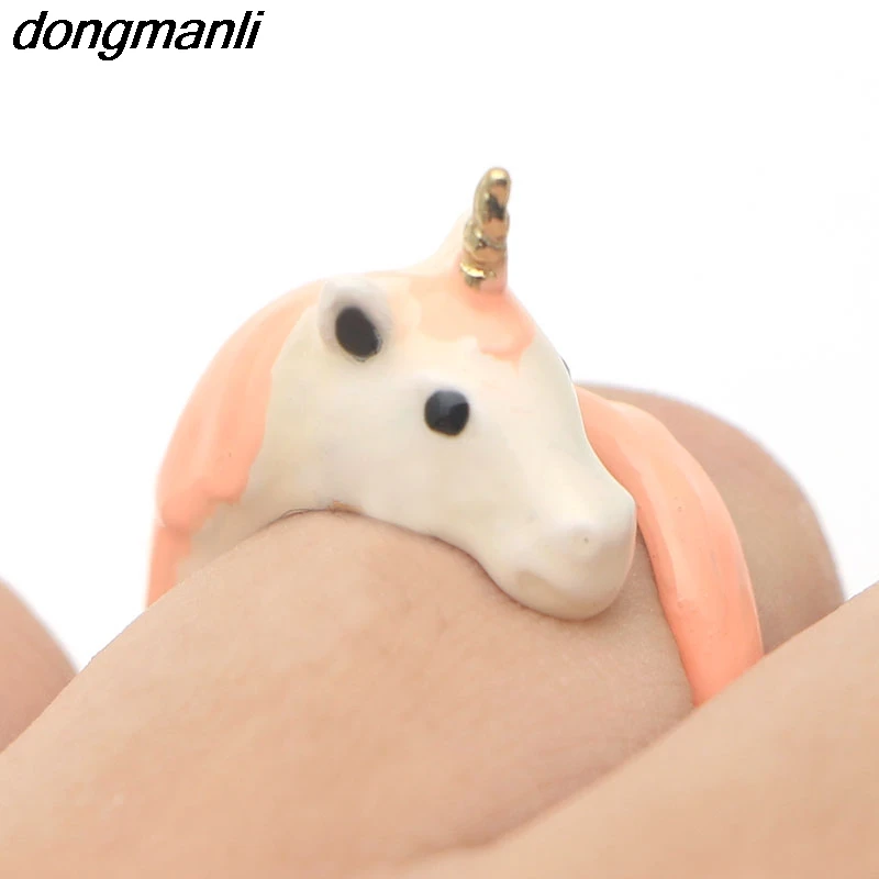 P1024 Dongmanli красивое регулируемое кольцо с лошадью цветное эмалированное