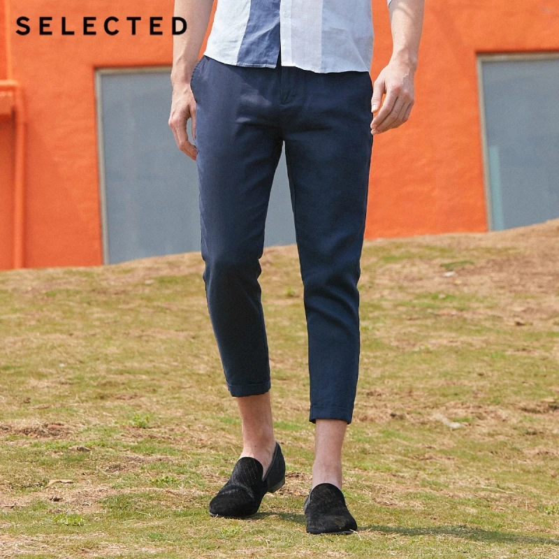 

SELECTED Men's Summer Linen Pure Color Casual Crop Pants S|419214524
