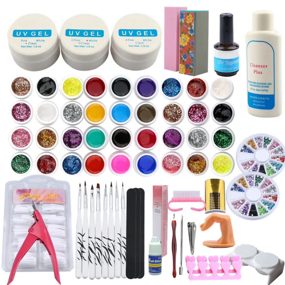 no lamp Gel Nail Kit Set For Manicure Gel 36w uv Lamp 36 Colors Gel Nail Art Tools Kit Nail Extension Set UV Gel All For Manicure Set - Цвет: no lamp