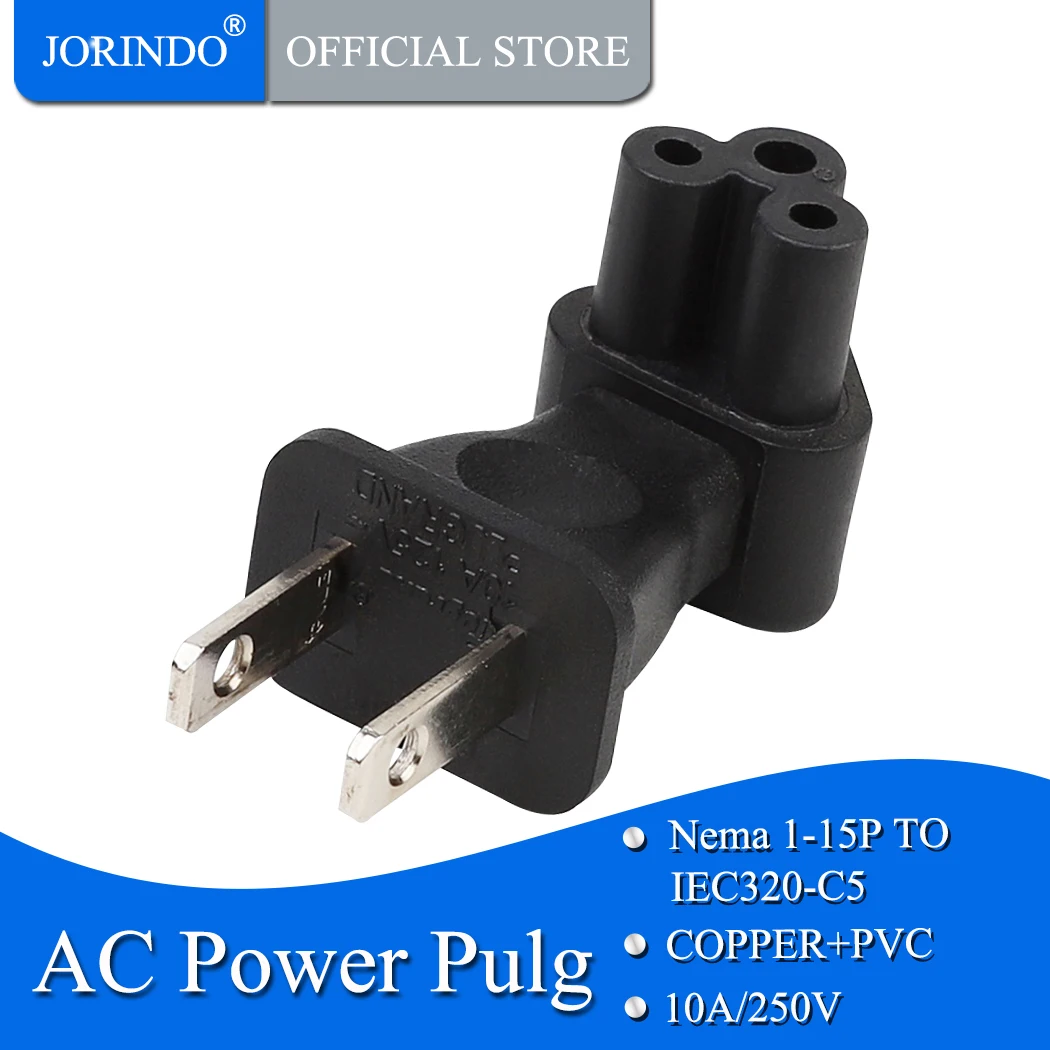 Преобразующий штекер jorinдо NEMA 1 15P в IEC320 C5 США 2 контактный Nema IEC 320 прямоугольный