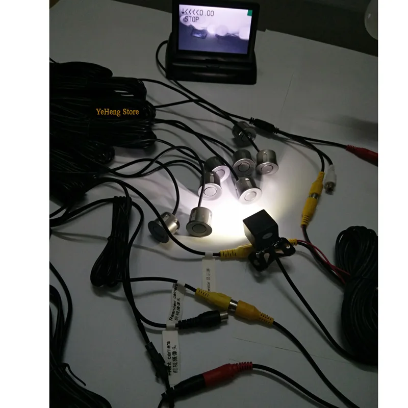 5&quotCar Mirror Monitor Visual Parking Radar System BIBI Alarm 8 Sensors IR CCD Front Camera+Rear view Camera set sensors |