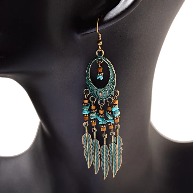 Винтажные цыганские индийские серьги Jhumka в форме листа для женщин бусины из