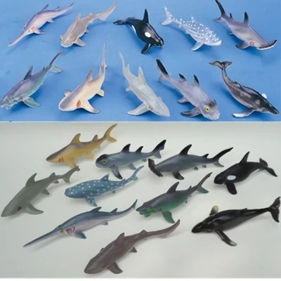 (10 шт./лот) мягкие Пластик большой акулы Модель Набор 15 20 см ПВХ Sea Life Акула КИТ