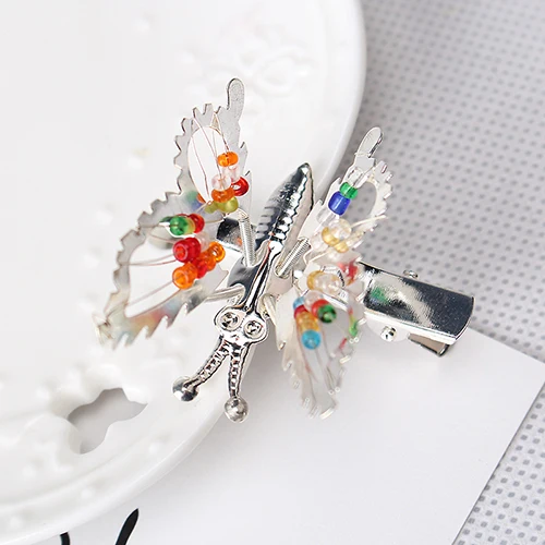 Silver-1 Pair М мисм шарик металла Малый Заколка-бабочка милый детства для Для женщин девушка шпилька аксессуары украшения для волос Заколки для волос - Цвет: Silver-1 Pair