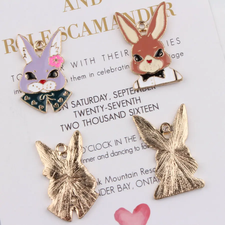 New 10Pcs Cute Cartoon Rabbit Zinc alloy Pendant Character Free Shipping Necklace Charms Fashion Jewelry DIY | Украшения и