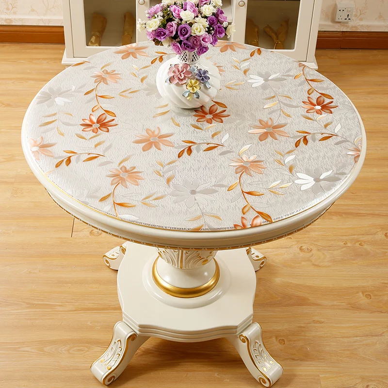 Европейская круглая скатерть ПВХ водонепроницаемый анти-скальдинг коврик для