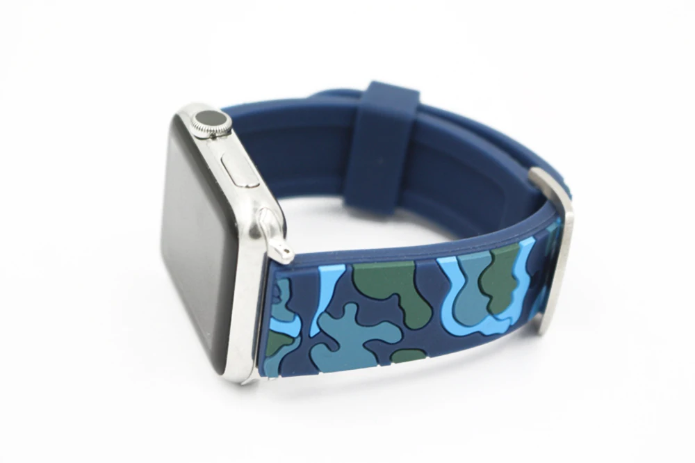 Спортивный ремешок URVOI для apple watch series 5 4 3 2 1, ремешок для iWatch камуфляжного цвета, мягкий силиконовый сменный Камуфляжный адаптер