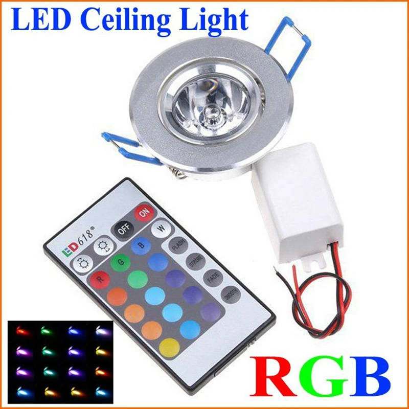 

1pcs LED Light Bulbs Lamp 3W RGB 16 Colors Spot Light AC85-265V + IR Remote Control RGB LED Ceiling Downlight