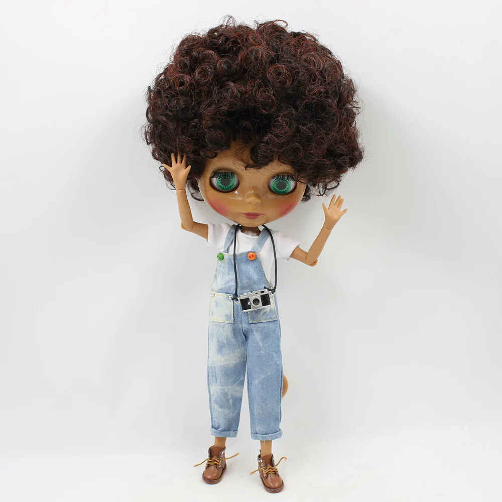 Кукла Blyth ICY DBS 1/6 короткая кудрявая черная микс коричневые волосы темная кожа