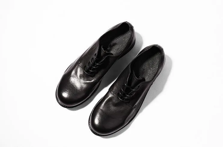 Lace-Up Men's Oxford Genuine Leather Men Dress Shoes Vintage Handmade Japanese Style Toes-Spring Gradient Casual Wedding | Обувь