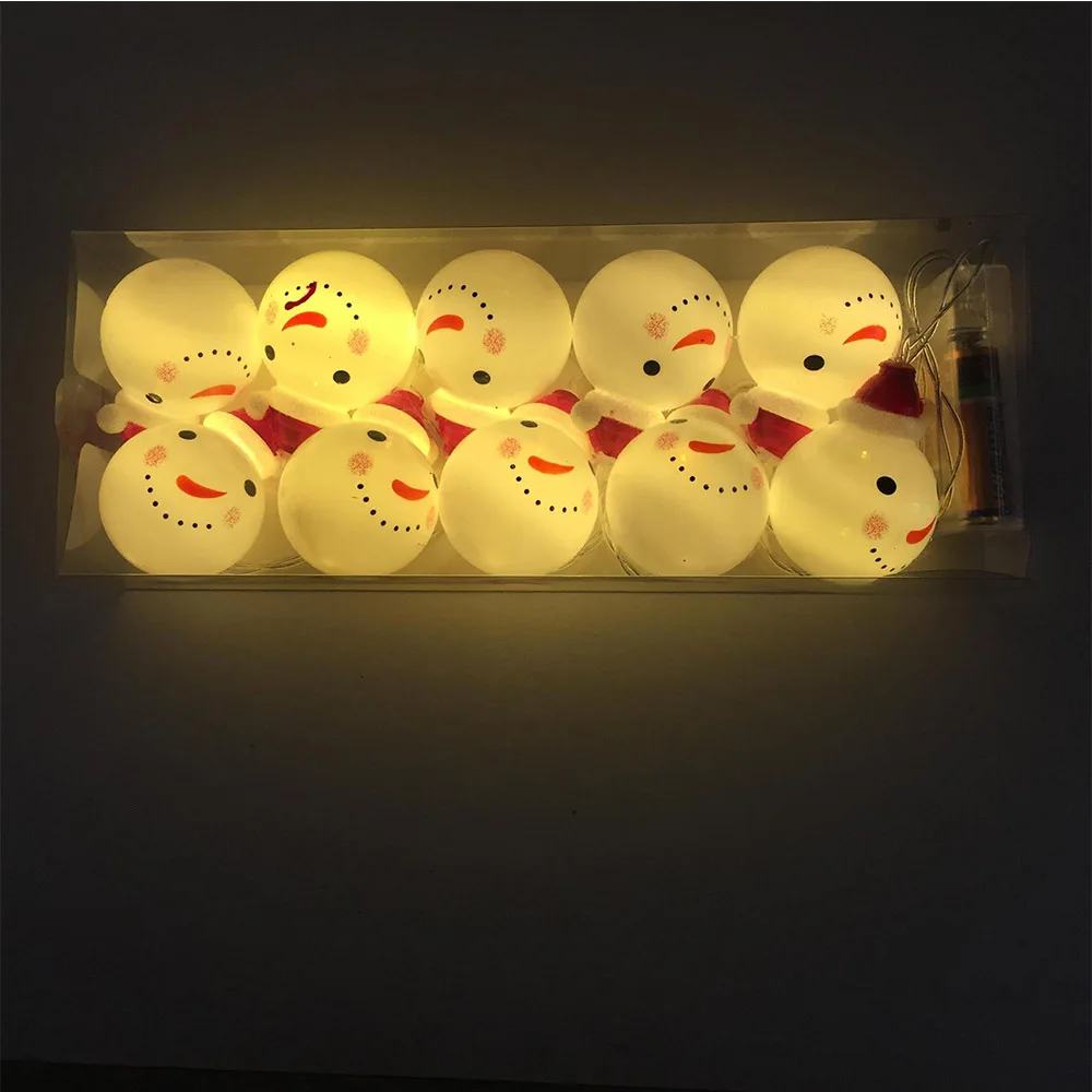 2019 Christmas Decoration Pendant 1.2M 10 LED String Lights with Snowman Hanging Drop Ornament White Led Light Holiday | Лампы и