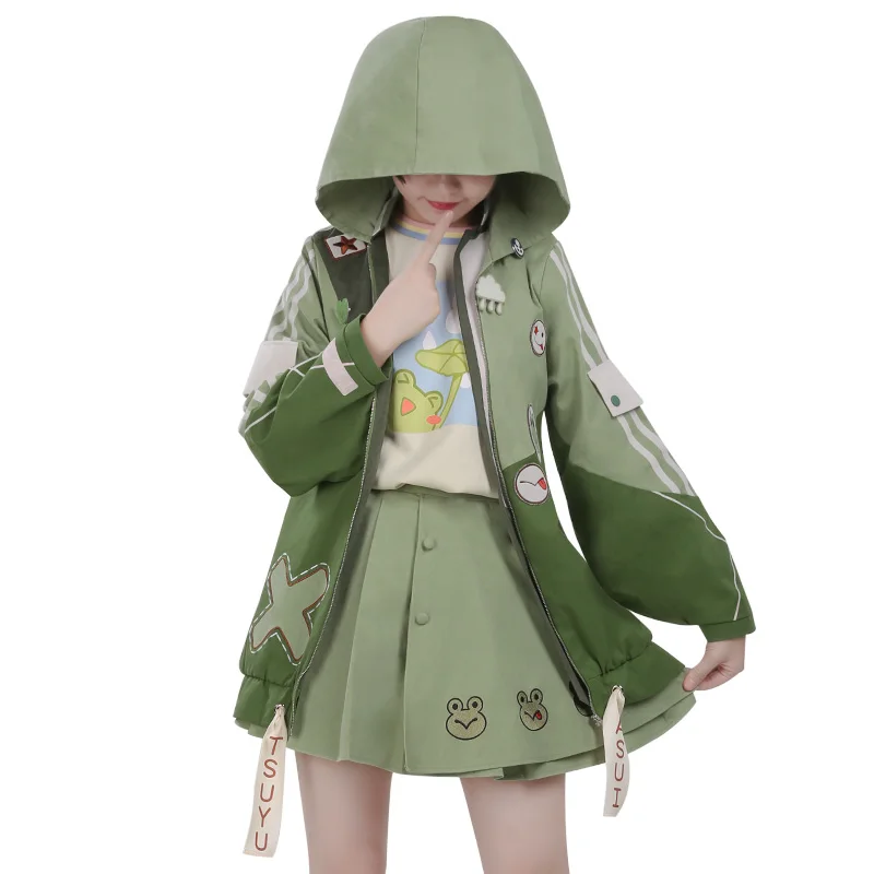 Новая одежда из аниме Мой герой Academia Asui Tsuyu карнавальный костюм милые зеленые