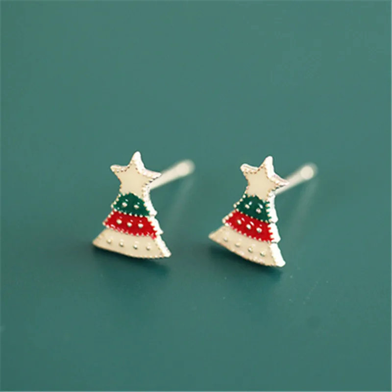 

Chrismas Series 925 Sterling Silver Lovely Deer Santa Claus Snowman Tree Stud Earrings For Women Christmas Gift Brincos ES186