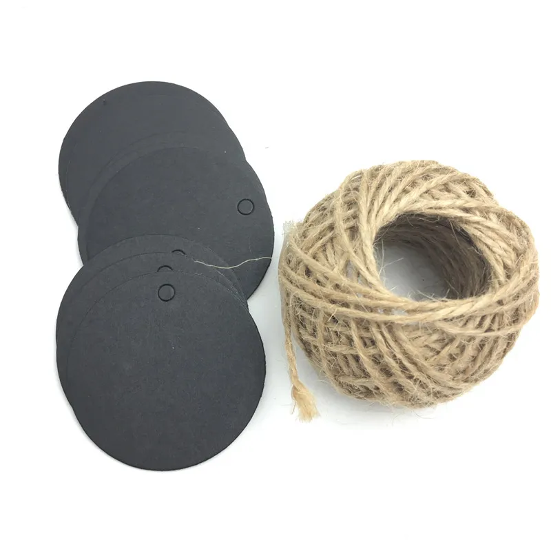 100 шт./лот белые черные коричневые бирки из крафт-бумаги круглые чемоданы заметки