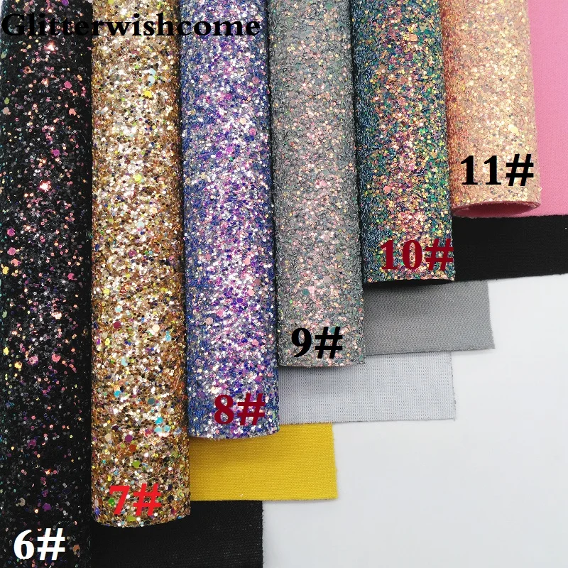 Glitterwishcome 21X29 см A4 Размер синтетическая кожа, Переливающаяся ультра Смешанная массивная блестящая кожа ткань винил для бантов, GM048A