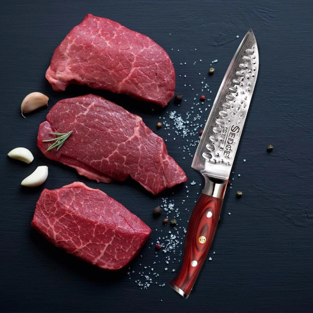 Нож Sedge Santoku-японский 67 слоев кухонный нож из нержавеющей стали для дамасской HC