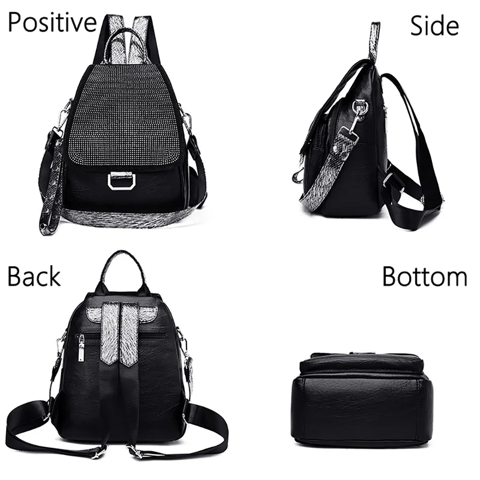 Women's Embroidered Backpack Women's Sequins Travel Backpack Women's Diamond Studded Backpack Mochilas Shoulder Bags School bag